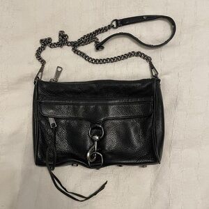 Rebecca Minkoff Black Leather Crossbody with Chain